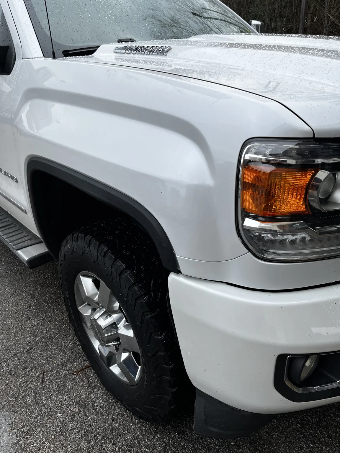 Duramax fender after paintless dent repair